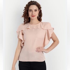 Milly silk ruffle pink blouse